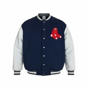 VTG Majestic Boston Red Sox Varsity Jacket Mens XL Navy Blue Snap Front USA